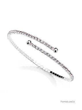 Crystal Rhinestone Cuff Bangle Bracelet for Wedding Prom Bridesmaid